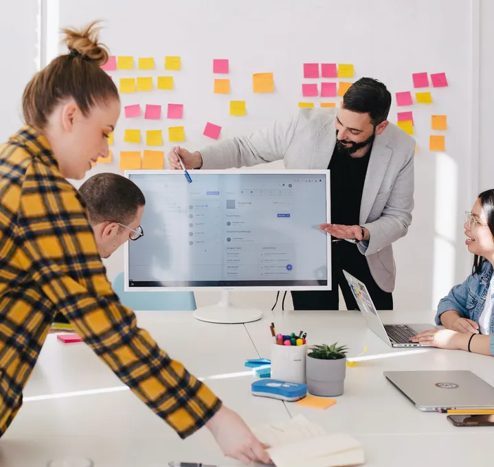 Team meeting to review project delivery